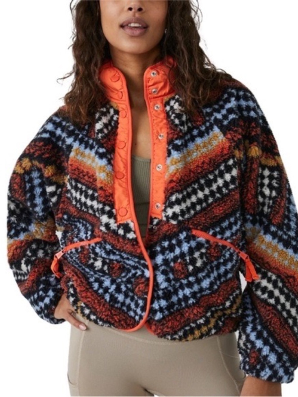 FP Movement Free People Rocky Ridge Fleece Jacket Alpine Combo Size Large